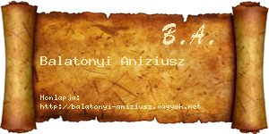 Balatonyi Aniziusz névjegykártya